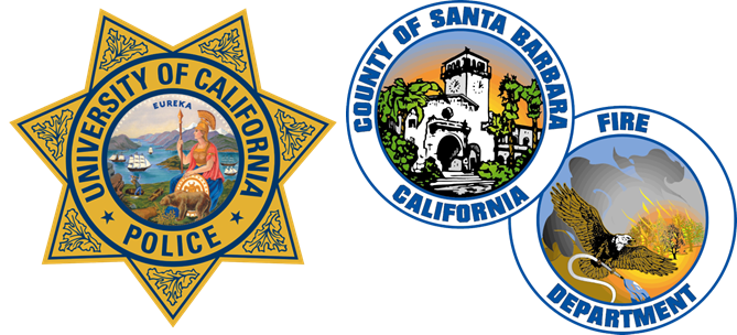 UCSB Police Badge & SB County Fire Logo